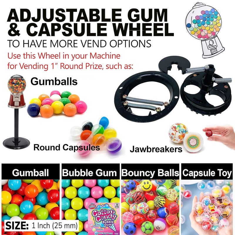ACKSTAR Store Gum Dispenser Wheel for Gumball Machines - Adjustable Gumball Wheel for Classic Gumball Vending Machine. Gum & Round Candy Wheel - Capsule & Bouncy Ball Wheel Gumball Machine Replacement Part - New - Image 2